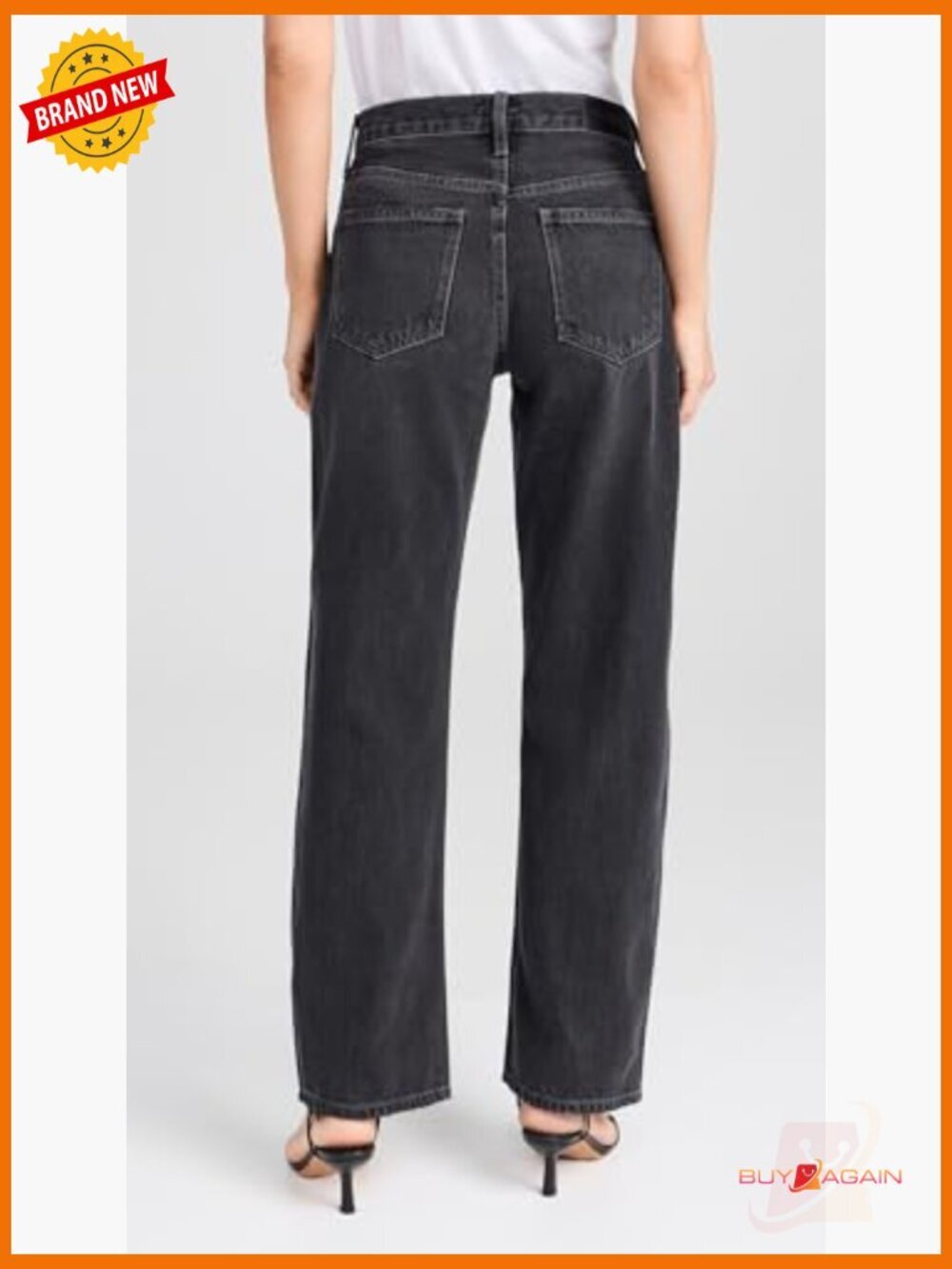 Mid Rise Straight Leg Denim Jeans, Non-Stretch, True to Size Fit - Picture 3 of 6